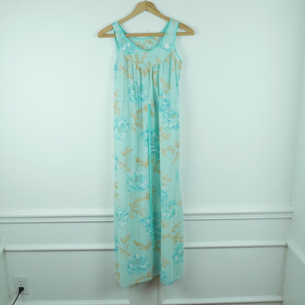 Vintage 32 XS Nightgown Pastel Blue Floral Dainty Fairy Ethereal Coquette 70s